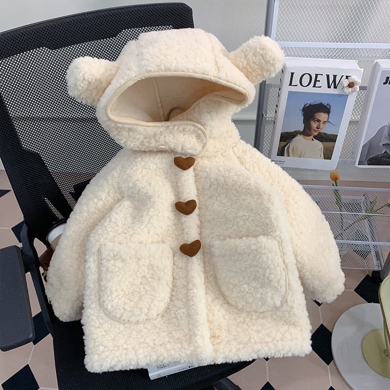 Girls' Coat Autumn Winter Fashion New Fleece-Lined Children's Winter Wear Baby Stylish Toddler Sweater Top