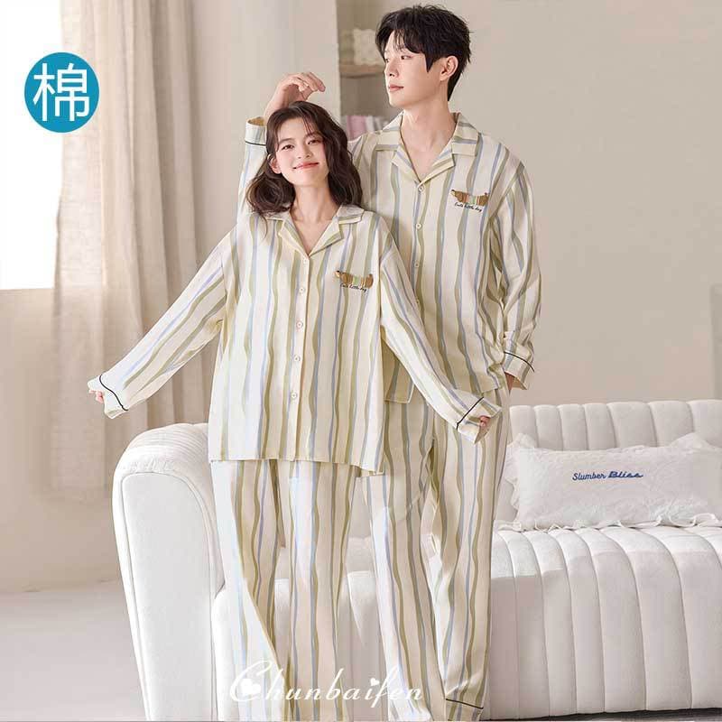 Spring/Autumn New Pure Cotton Couple Pajamas Long Sleeve Long Pants Cute Dachshund Print Home Wear Set for Men and Women