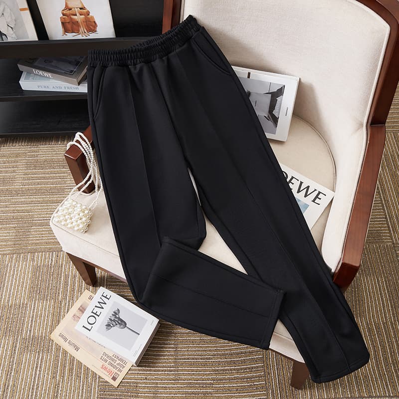 Autumn New Arrival for Plus-Size MM, Women's Wear Extra Large Fleece-Lined Casual Pants, Slimming Women's Pants, Korean Version Slimming Long Pants K6508