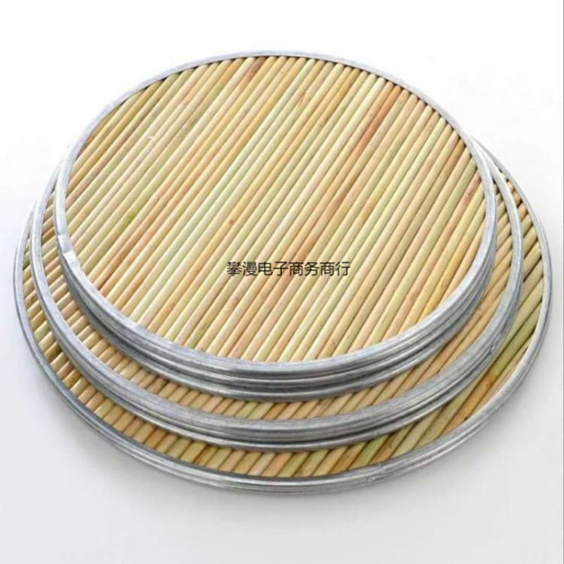 Round Sorghum Stalk Dumpling Tray, Handmade Double-Layer Steamer with Edging, Thickened Noodle Tray, Pot Lid Sorghum Stalk Cover, Zero Tolerance