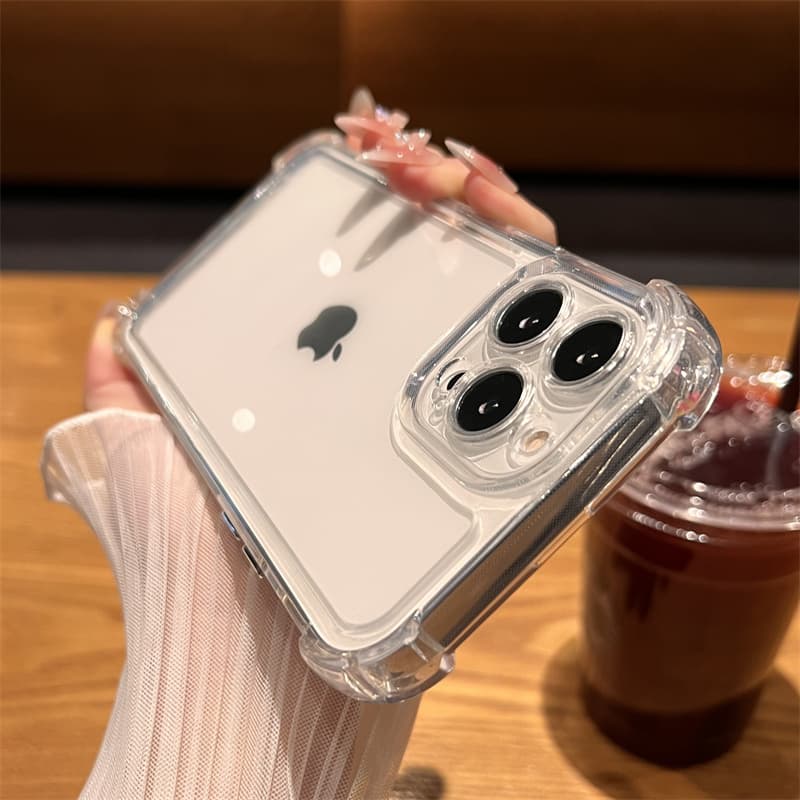 Transparent four-corner anti-fall iPhone 15 mobile phone case iphone14promax high-end 12 all-inclusive lens 13 applicable