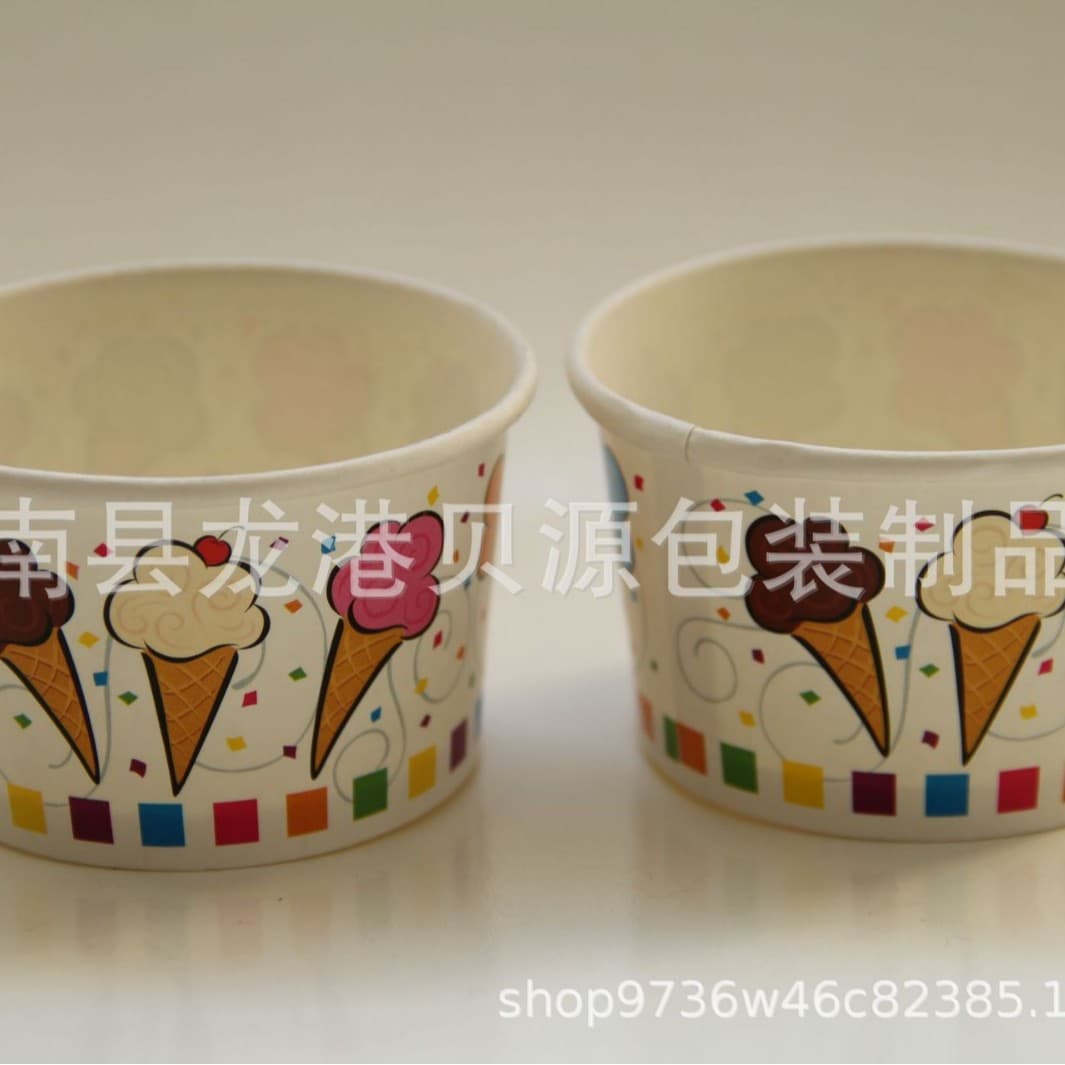 Small Paper Bowl Ice Cream Cup Printed Small Disposable Cartoon Airport 200ml Ice Cream Box Home