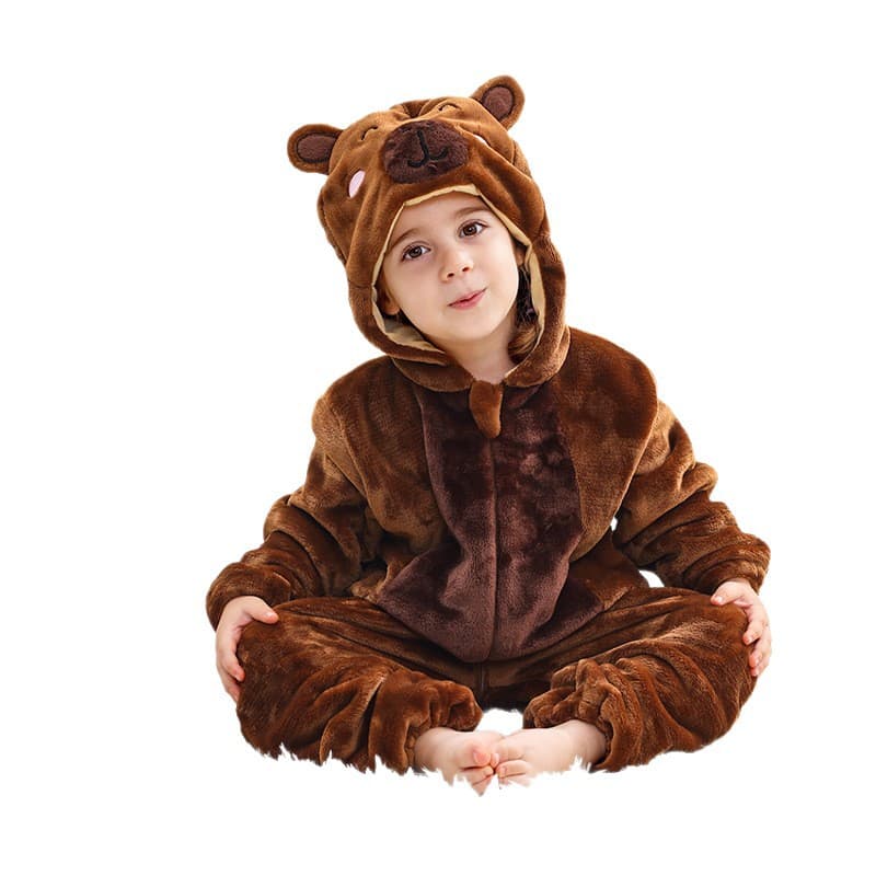 MICHLEY Infant Toddler Flannel Animal Onesie Cross-Border Kids Romper Baby Cartoon Costume Performance Outfit