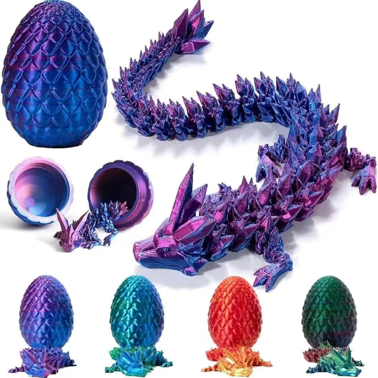 3D Printed Toy Dragon Egg Crystal Gem Dragon Figurine Crystal Dragon Egg Set Creative Gift Toy Boy Decoration