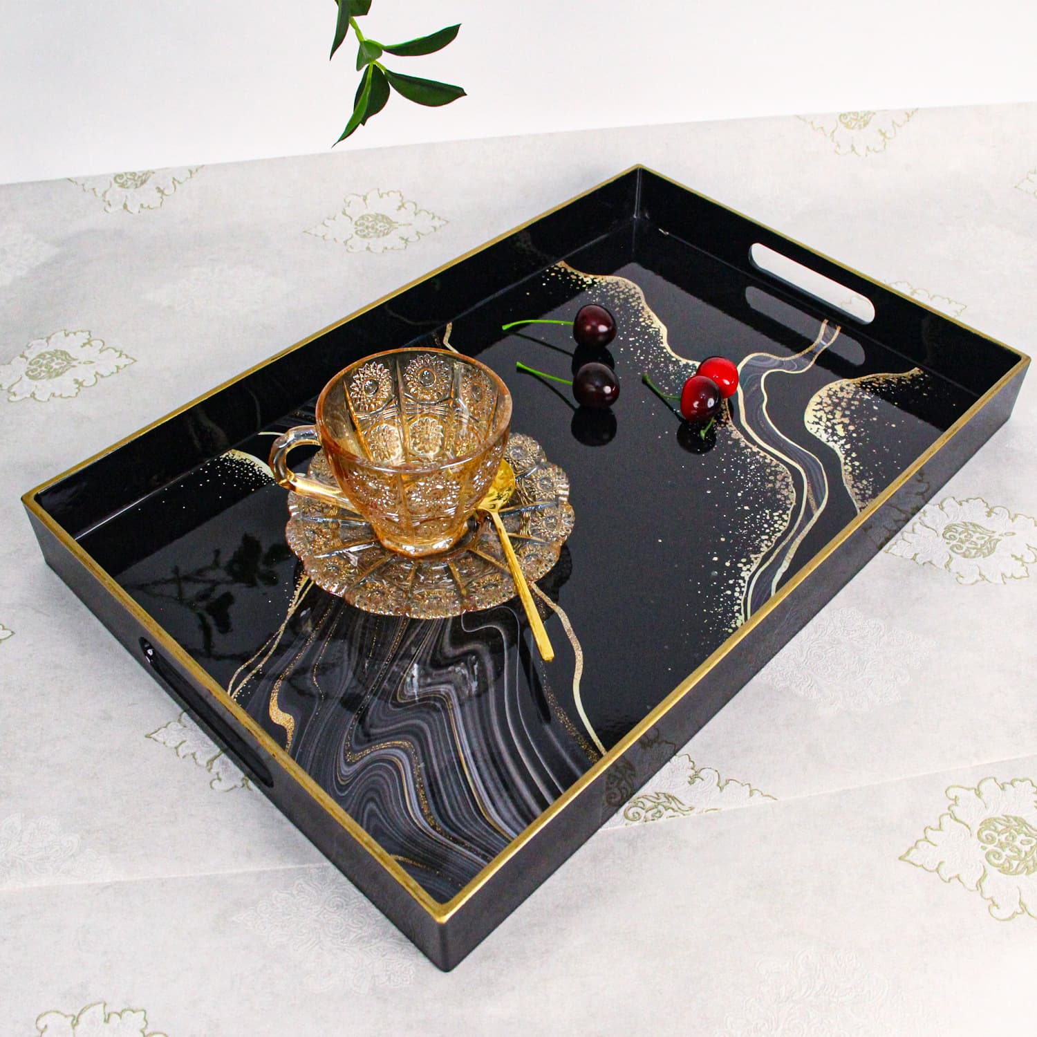 Cross-border Plastic Service Tray, Square Serving Tray for Hotel Wedding Decoration