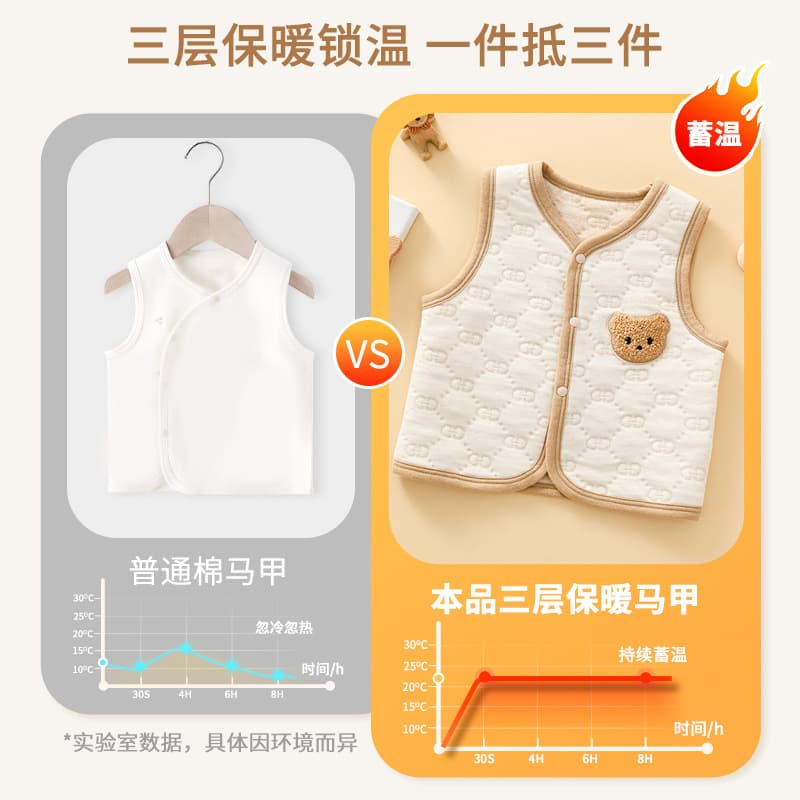 Baby Vest Autumn Winter Baby Air Cotton Single Top Boys Infant Small Vest Outer Wear Warm Baby