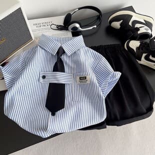 School Regular Stripe Suit for Boys - Stylish British Children's Outfit, Trendy Toddler Suit