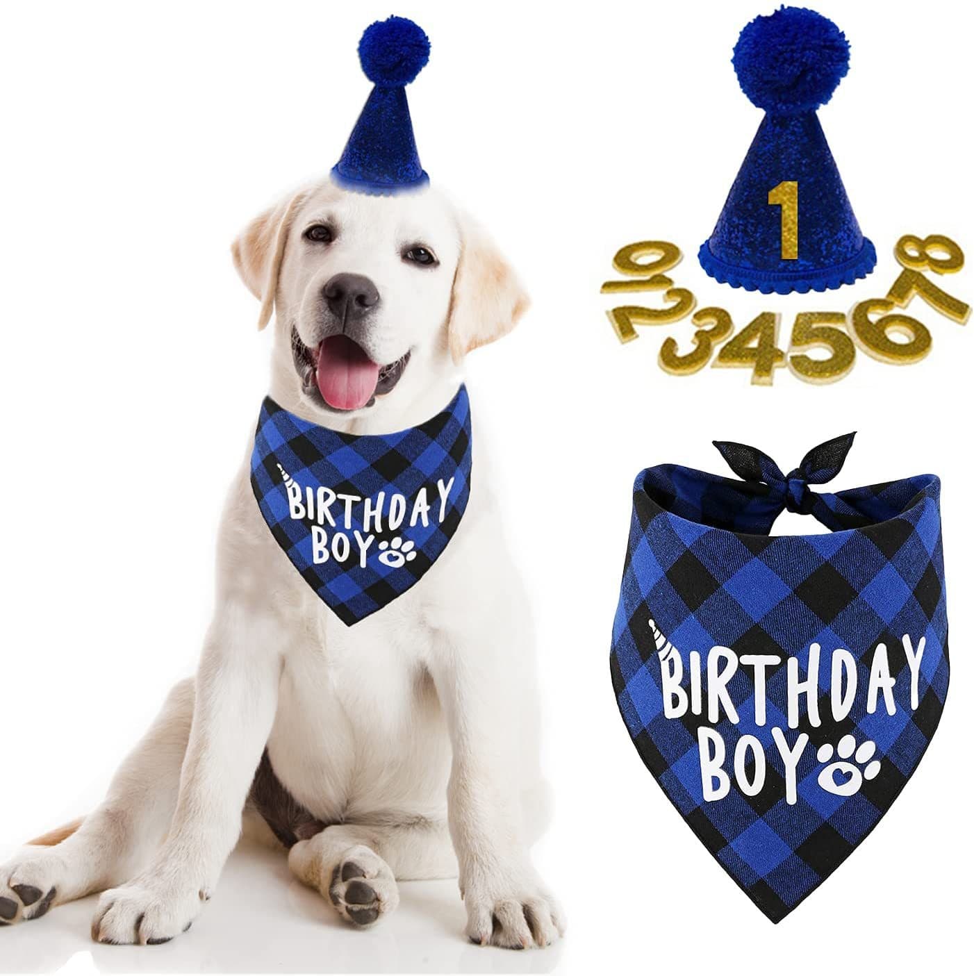 Cross-border hot selling pet dog birthday party supplies pet birthday hats and scarves sets manufacturers wholesale