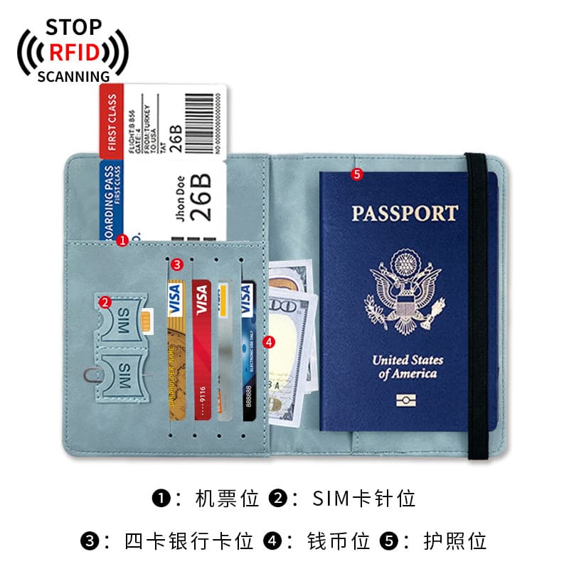 Cross-border multi-card slot strapped passport protection set PU thickened leather passport holder leather passport bag spot wholesale