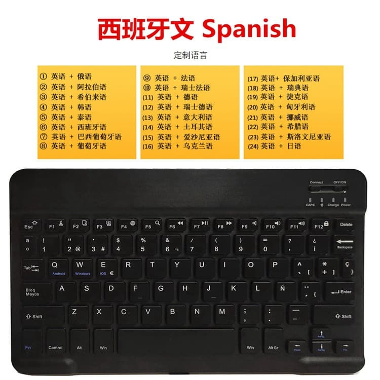 10-inch Spanish Thai Bluetooth Keyboard Tablet External Keyboard Compatible with iPad Spanish German Bluetooth Keyboard