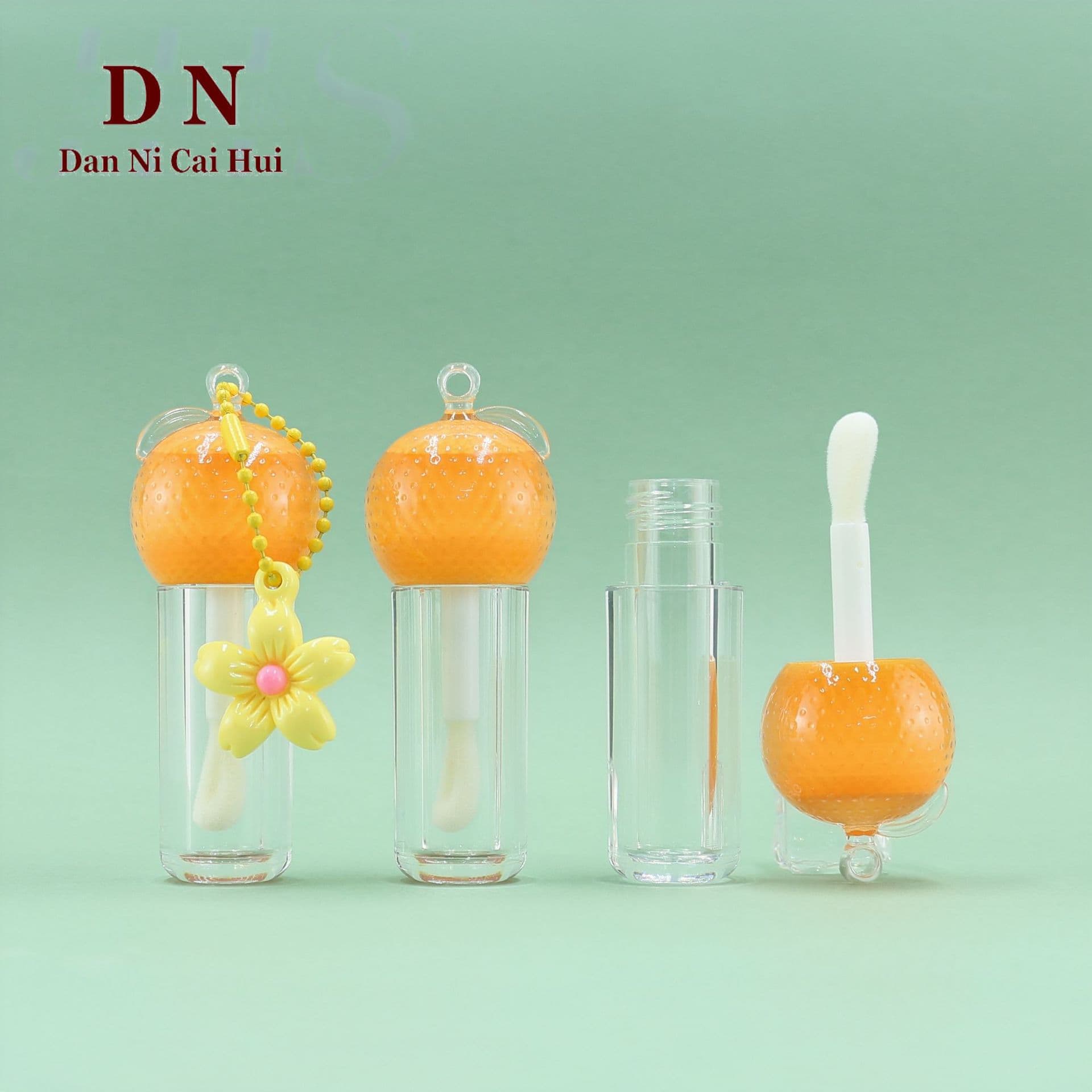 New product Orange inner spray process can be hung 4ml lip glaze empty tube lip gloss tube cosmetics packaging material manufacturer directly approved Z