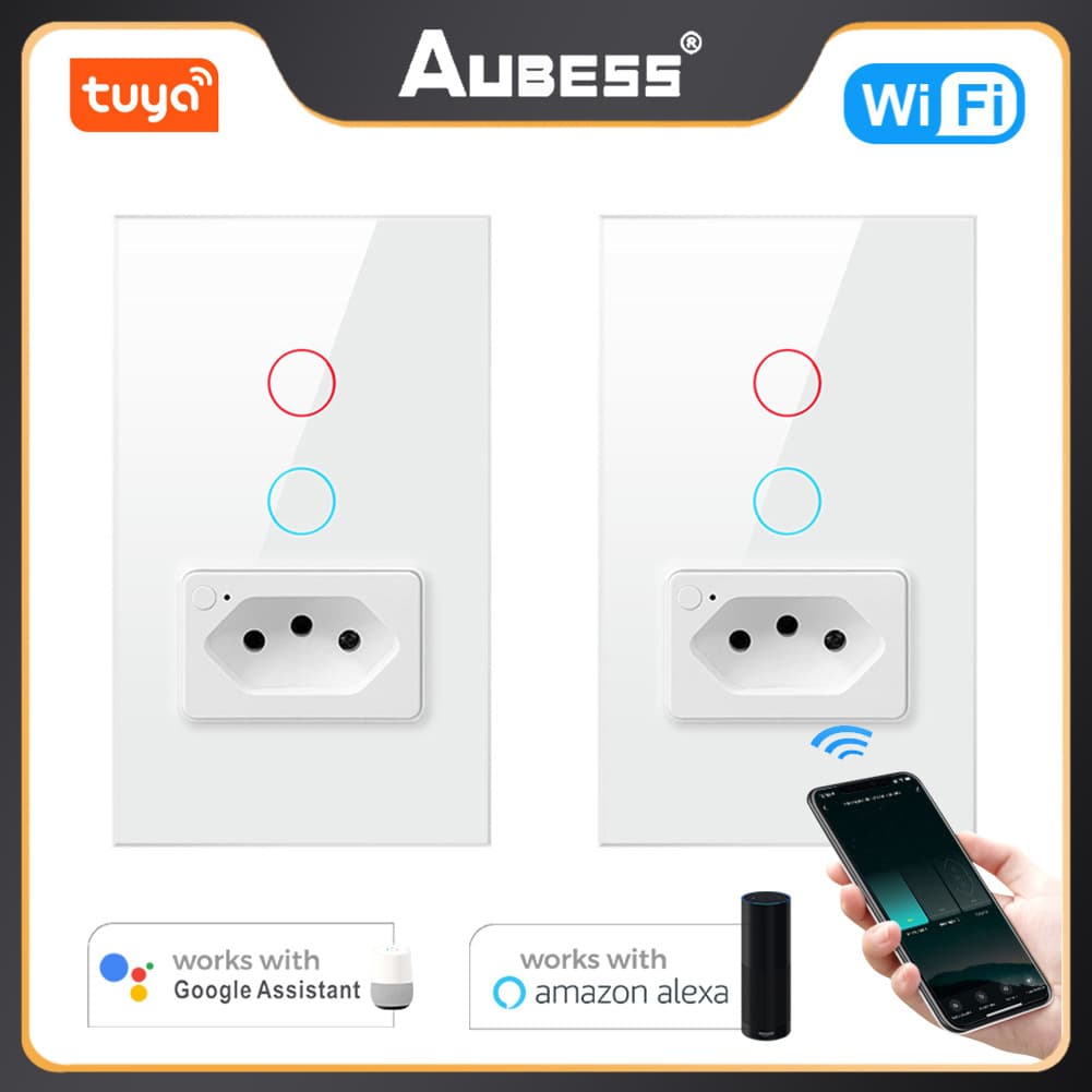 Brazilian graffiti WiFi wall timed touch light switch + socket