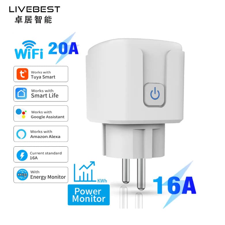 Cross-border European regulation Tuya smart socket WIFI metering socket 16A20A HomeKit/Alexa/Google