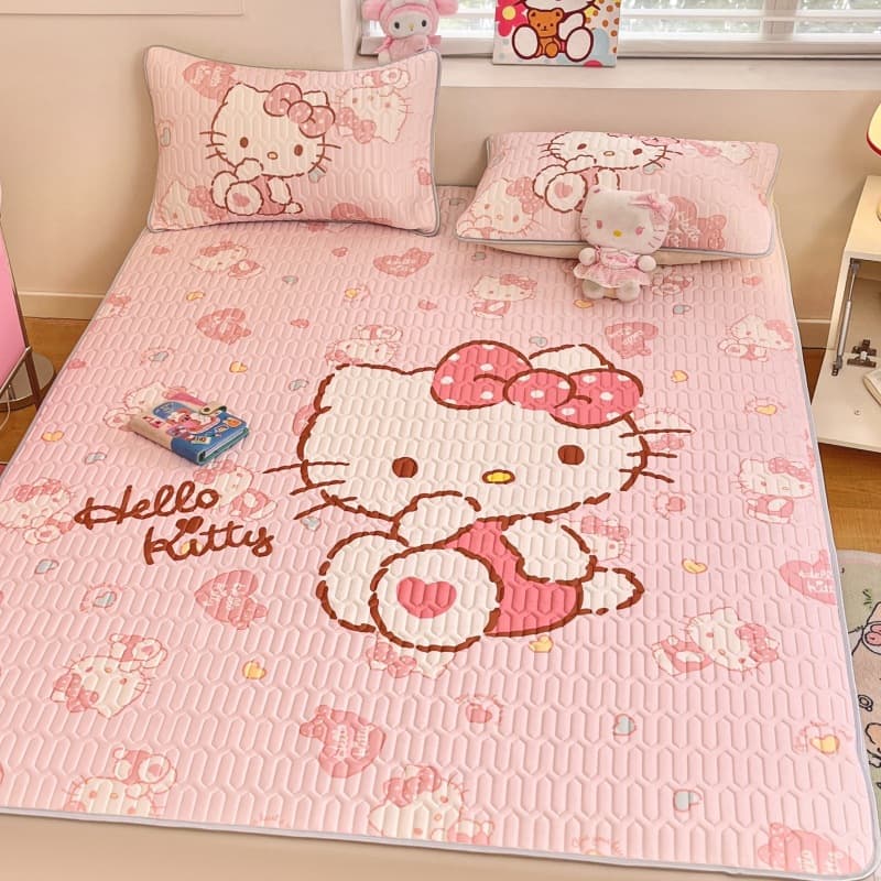 Hello Kitty cartoon latex cooling mat, Sanrio cute children's Kuromi ice silk mat, dormitory air-conditioned mat.