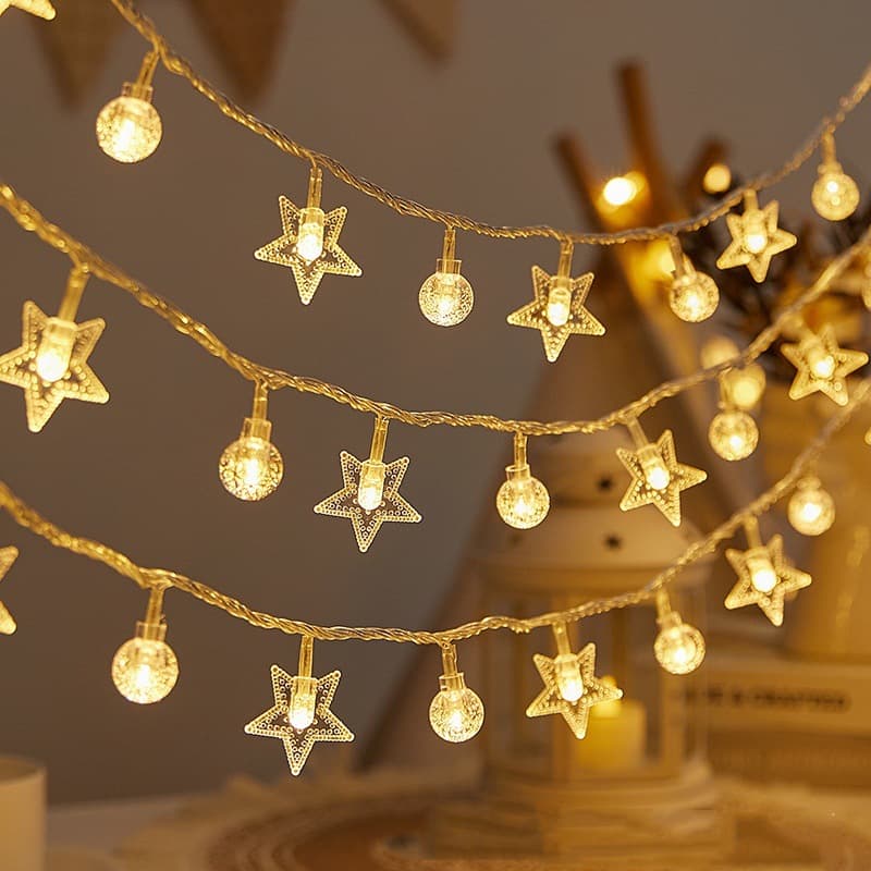 LED Star String Lights Atmosphere Camping Lights Round Ball Lights Birthday Decoration Bedroom Trendy Decorative Fairy Lights Wholesale