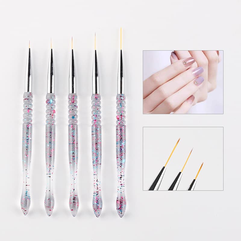 Nail Art Liner Brush Set Acrylic Handle 5-Piece Painting Drawing Line Brush Nail Brush Tool