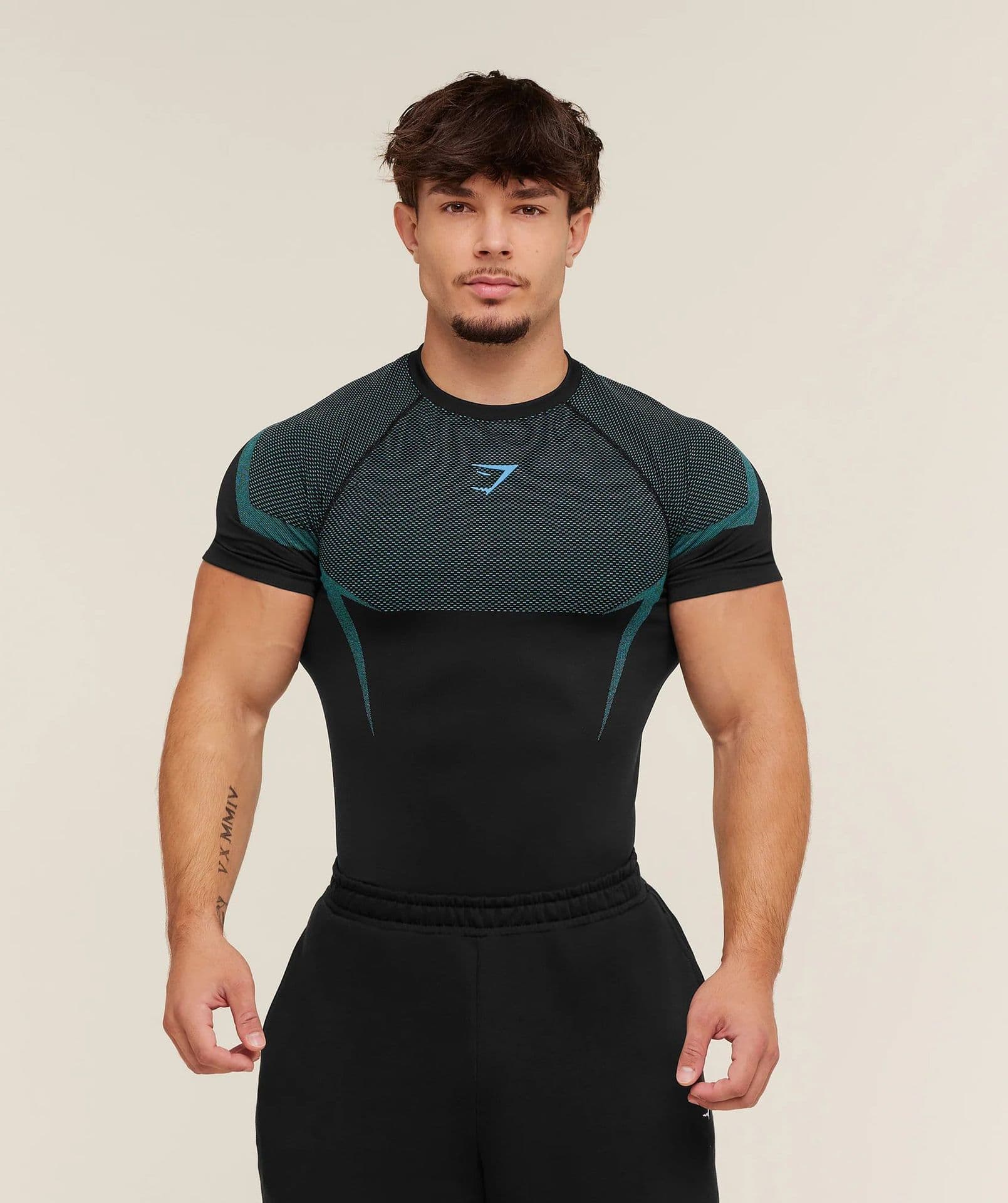 Onyx/X5 New Athletic Fitness Top Casual Breathable Compression Short-Sleeve Running T-Shirt Shark