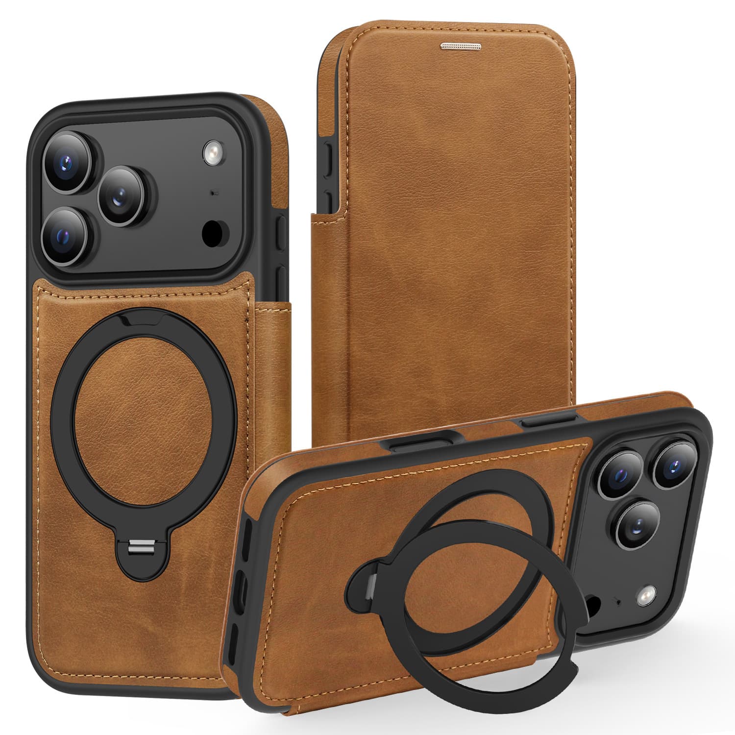 Compatible with iPhone 17 Pro Max Armor Shield Magnetic Phone Case 16 Flip Rotating Stand Apple 15 Protective Cover 14