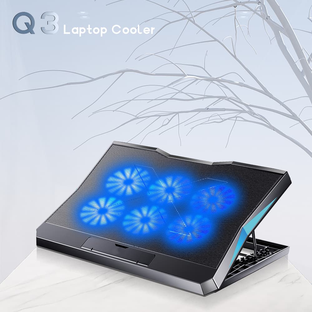 Cross-border Q3 Laptop Cooler Six Fans Laptop Cooling Pad Speed Control with Adjustable Cooling Base