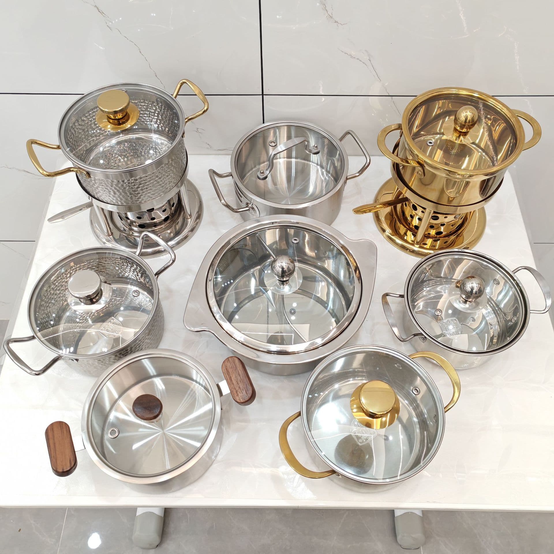 Stainless Steel Single-Person Hot Pot Self-Service Shabu-Shabu One-Pot-Per-Person Takeout Double-Flavor Hot Pot Straight-Sided Soup Pot Wholesale