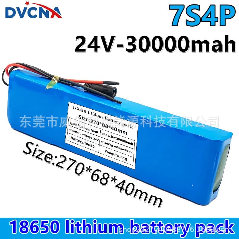 Factory Wholesale 7S4P 18650 Lithium-Ion Battery Pack 24V 30000mAh for Electric Scooter with Built-in BMS