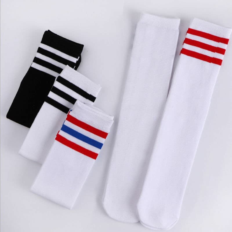 Three-Stripe Unisex Thin Soccer Socks Mid-Calf Long Socks for Students, School Uniforms, Performance Costumes, Long Socks Wholesale