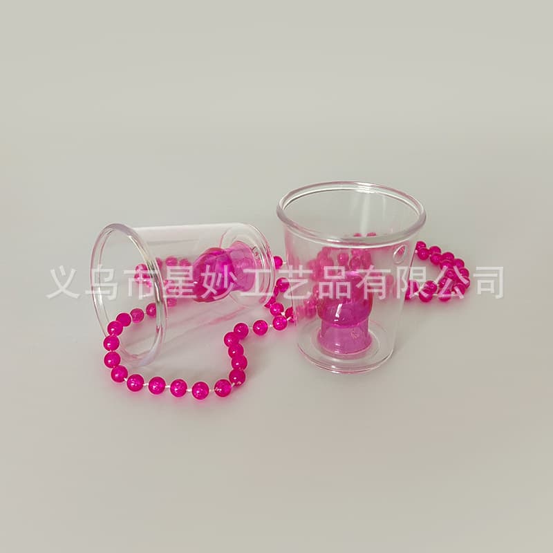 Transparent Beaded Chain Cup Sexy Party Single Jj Style Beaded Necklace Cup Bridal Party Link Bead Necklace