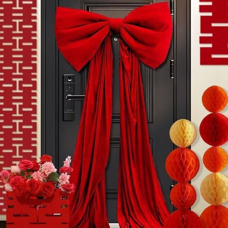 Large Velvet Wedding Bow for Bride's Room Decoration, Popular Photo Prop for Wedding Atmosphere Scene Decor