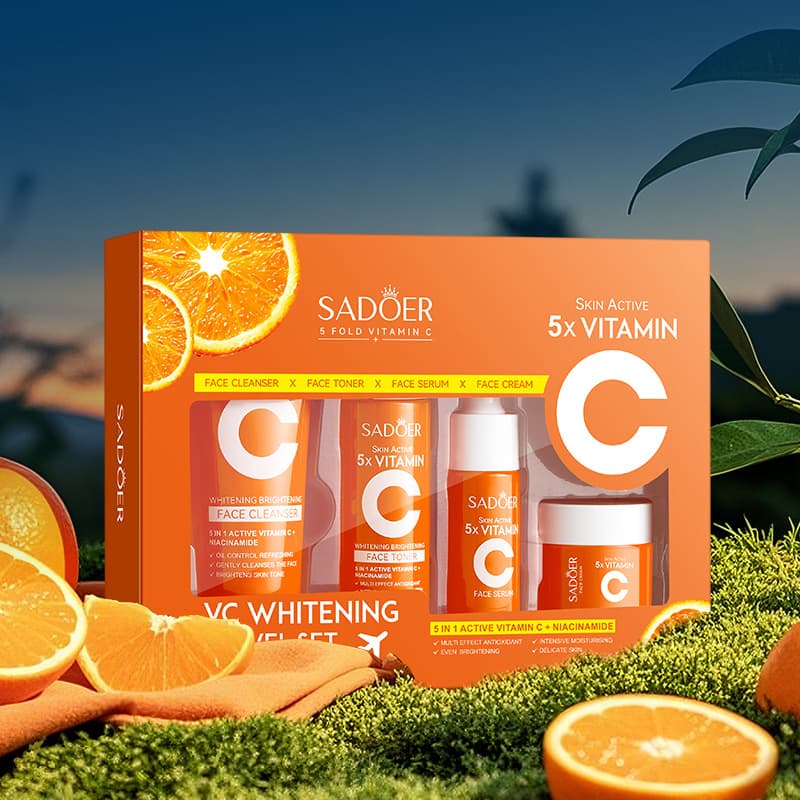 Cross-Border Five-Layer Vitamin C Moisturizing Travel Set: Cleansing and Moisturizing Skincare Set for Foreign Trade Wholesale