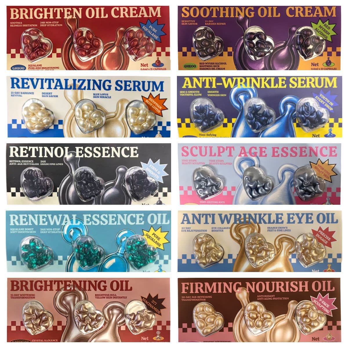 Cross-border trade skincare empty capsules for Redness Relief, Bisabolol, Squalane, Retinol, and essence oil cream