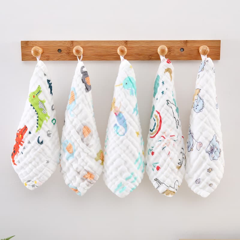 Six-layer cotton gauze small square towel for children's face washcloth, high-density washable square towel, children's towel, six-layer gauze towel
