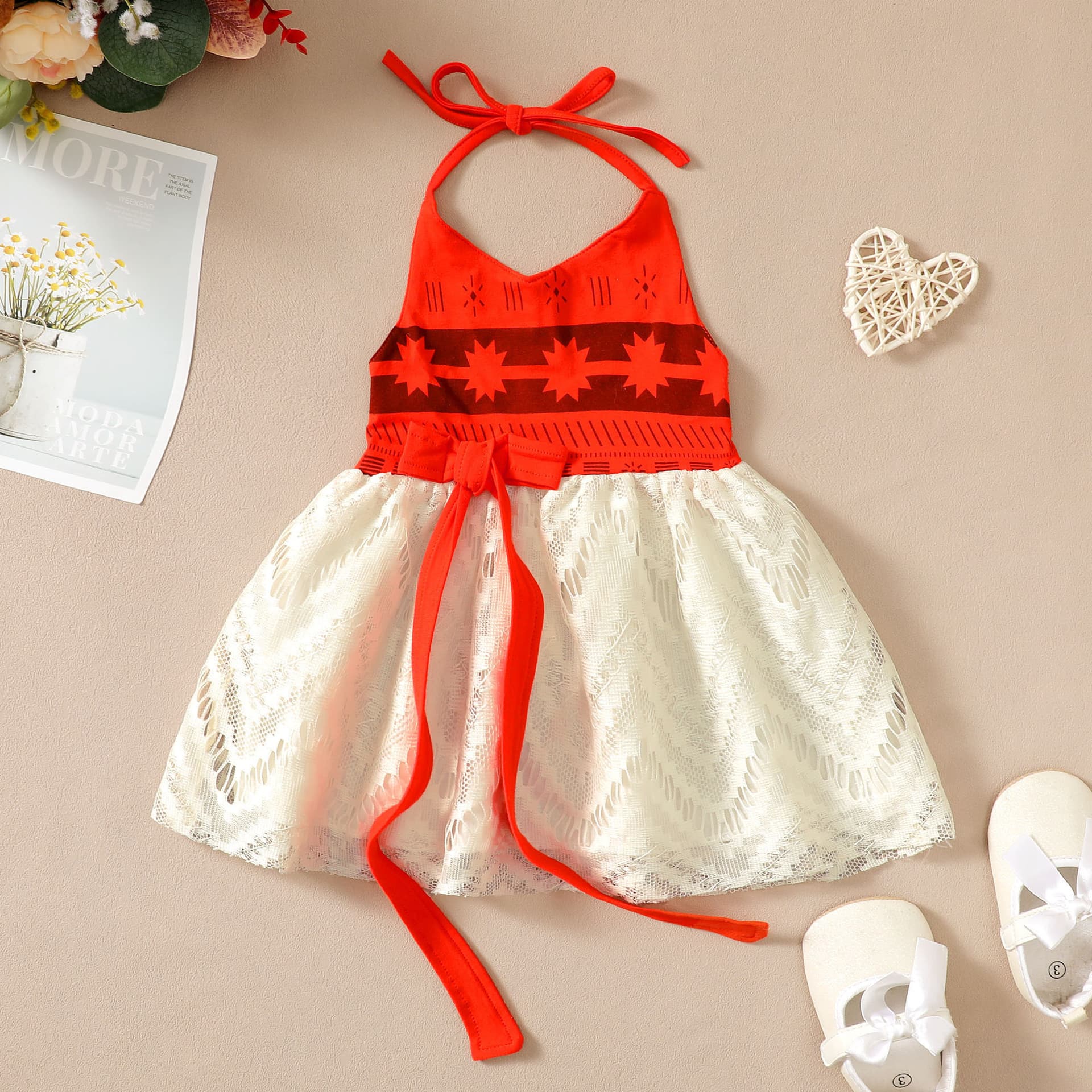 printed orange dress