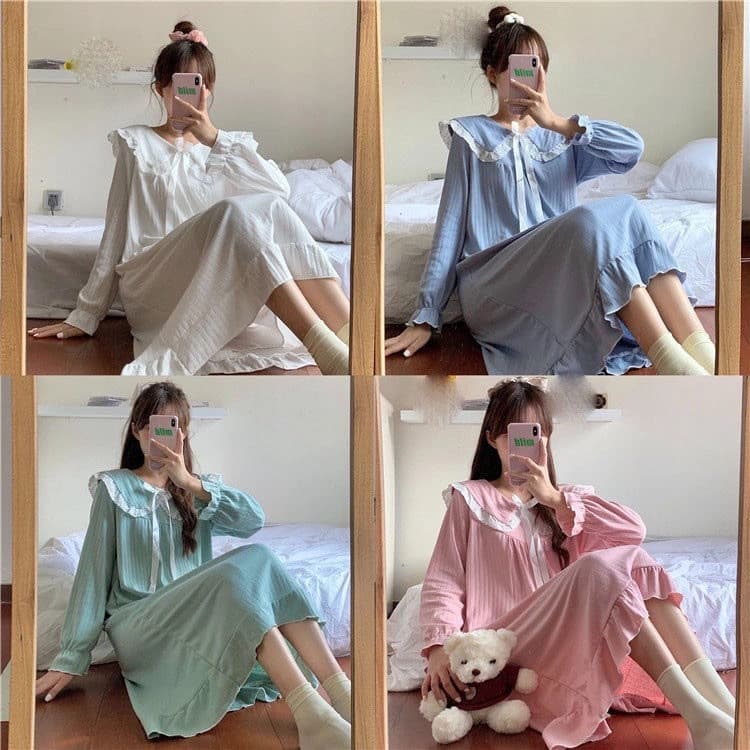 Sexy Lace Nightgown Women's Sleepwear V-neck Nightdress Comfortable Breathable Sleepwear Floral Print Nightgown