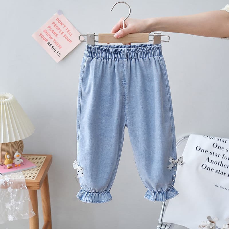 Girls' Denim Jeans Thin Tencel Jeans Ultra Soft New Outdoor Mosquito-Proof Loose Ultra Light Ice Silk Pants
