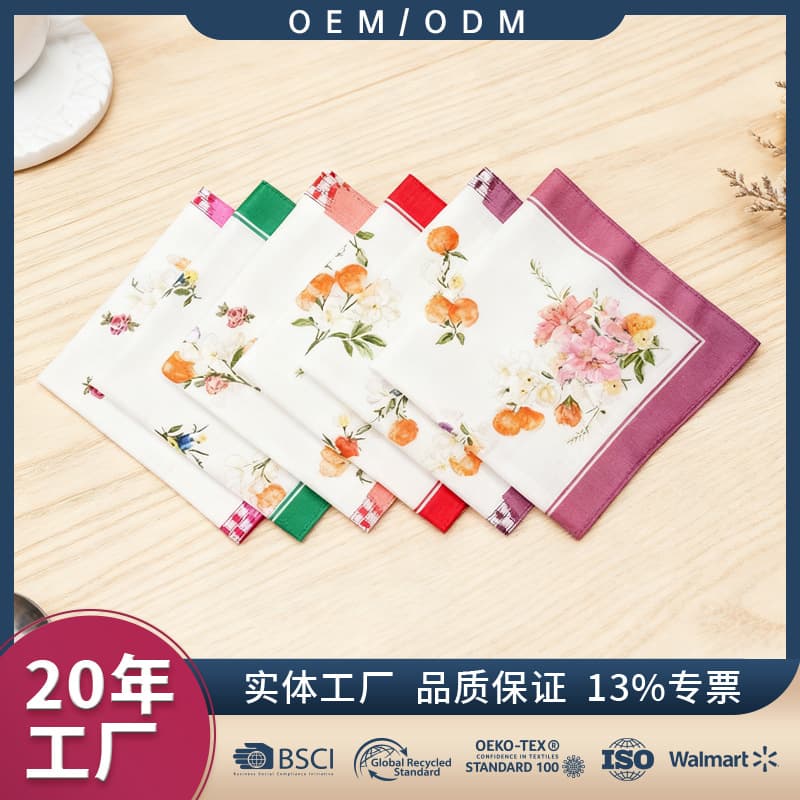 Cross-border factory custom retro-style handkerchiefs, popular all-cotton headscarves, small square scarves, gift wrap scarves, and fashionable designs.