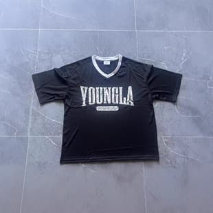 YOUNGLA American Streetwear Oversized T-Shirt Men's Sports Fitness Quick-Dry Breathable Large Mesh Printed Short Sleeve Top