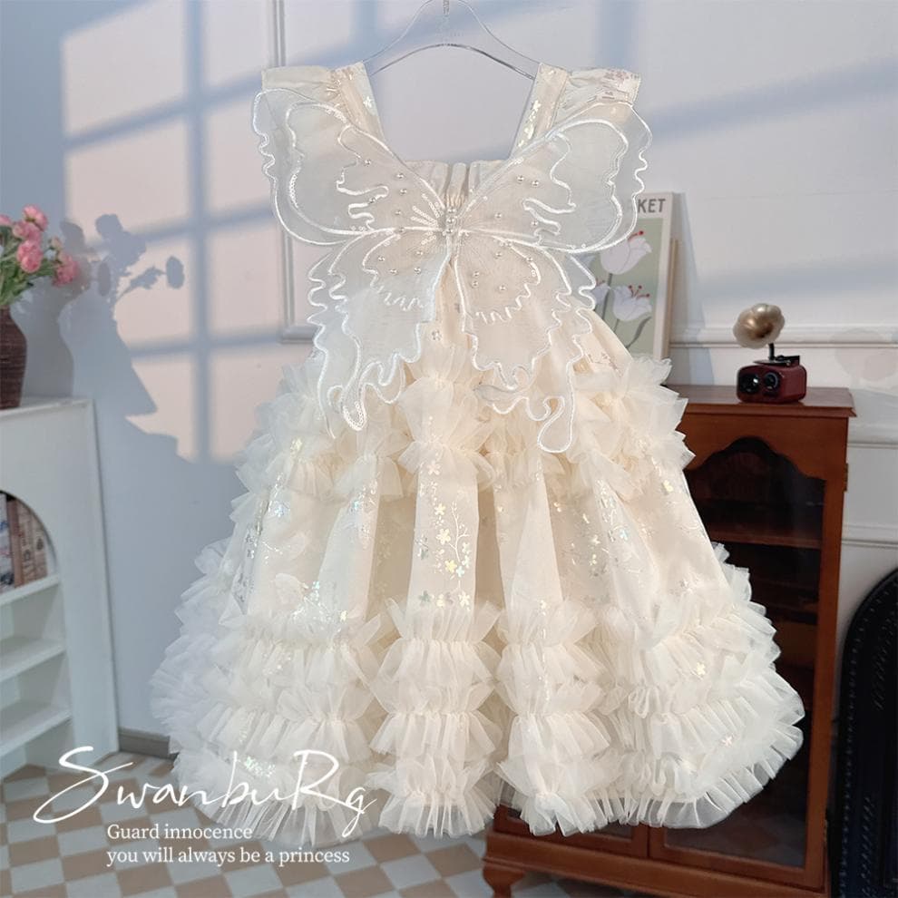Girls' Dress Summer New 2025 Baby Princess Dress Fashionable Fairy Cake Dress Strapless