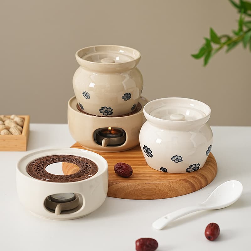 Clay Pot Simmered Soup, Shaxian Snack Commercial Old-Style Stewing Pot, Household Stewing Cup, Ceramic Insulated Water-Separated Steaming Cup for One Person, Soup Pot