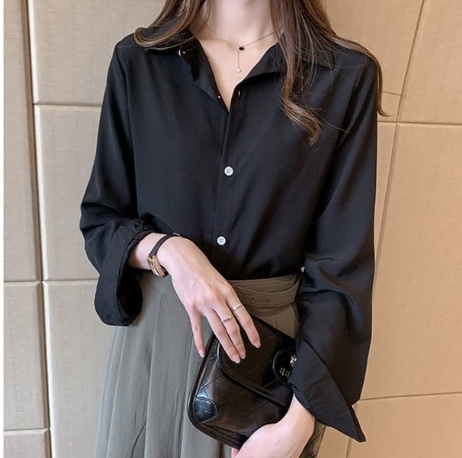 Plus size women's clothing 2026 spring and autumn new loose chiffon white shirt women's professional long-sleeved fashion Korean shirt tops