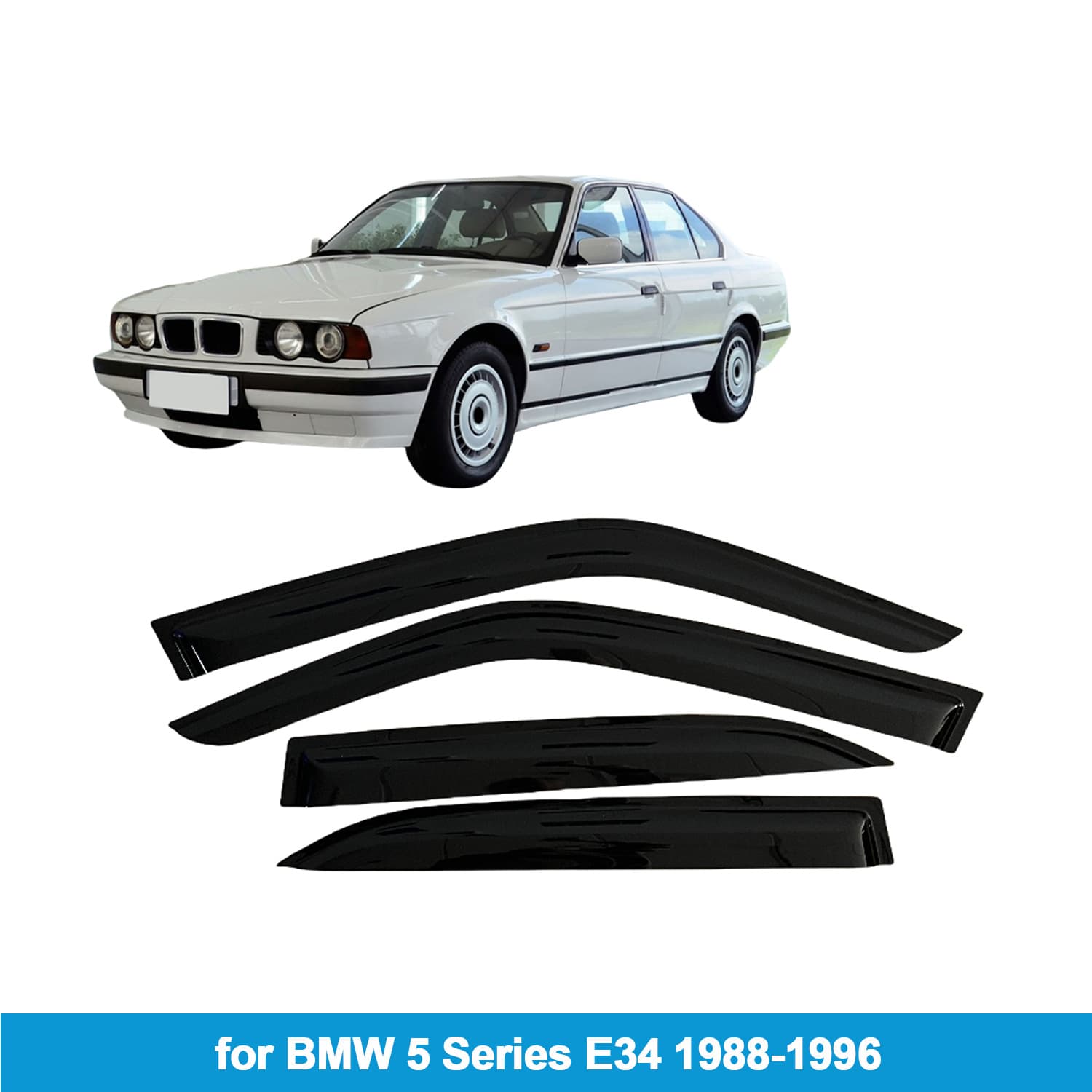 Compatible with BMW 5 Series E34 1988-1996 Sedan Window Visors Side Window Deflectors Rain Guards