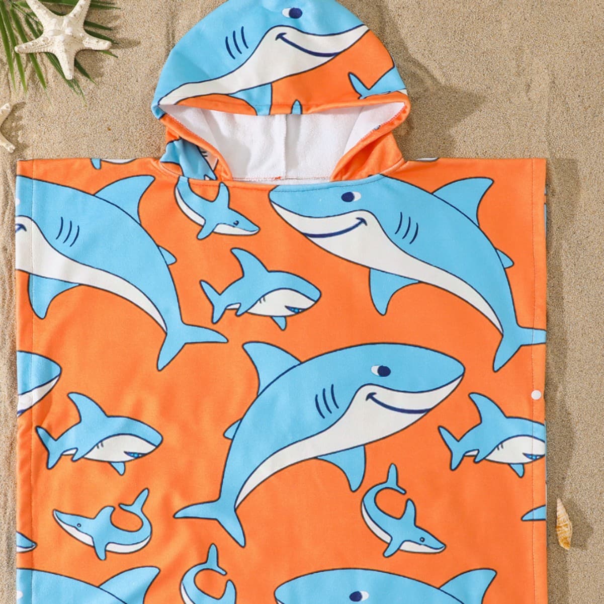Yellow Shark Children's Hooded Cape Towel Microfiber Quick-Dry Beach Towel Boys Bath Absorbent Poncho