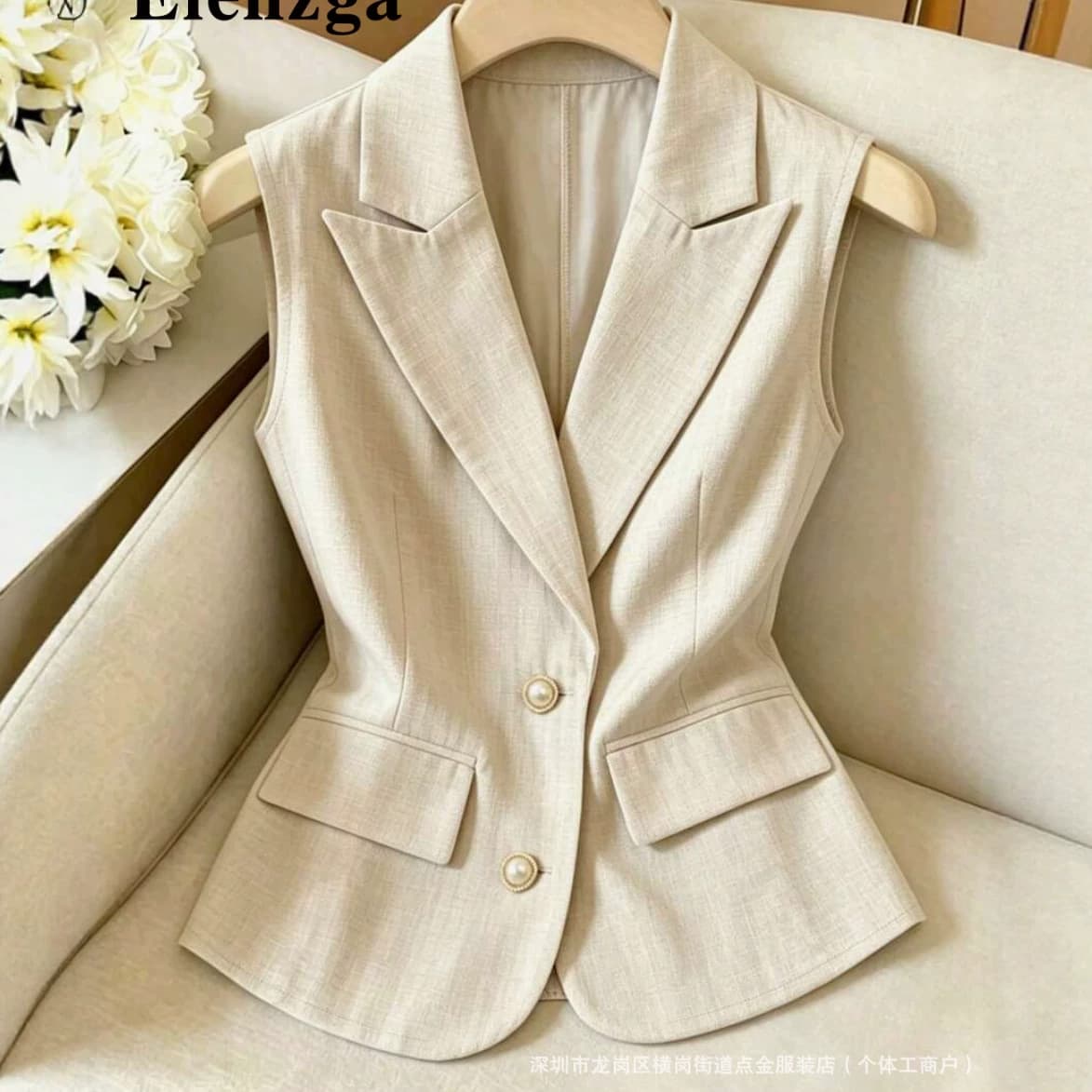 Pearl Button Vest Women's Fall/Winter 2027 Cross-border Amazon New Style Blazer Waistcoat 8461