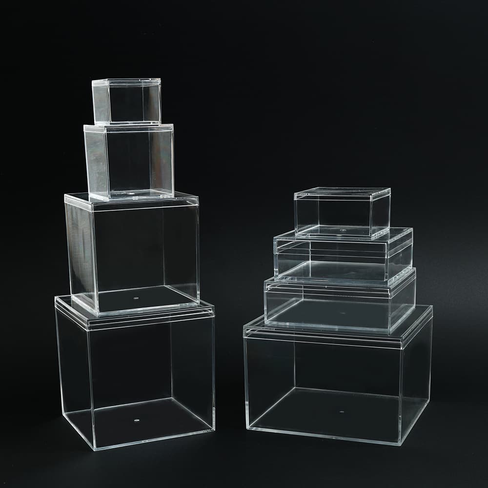Wholesale Square Clear Plastic Box with Lid Candy Snack Gift Packaging Box Acrylic Storage Display Box
