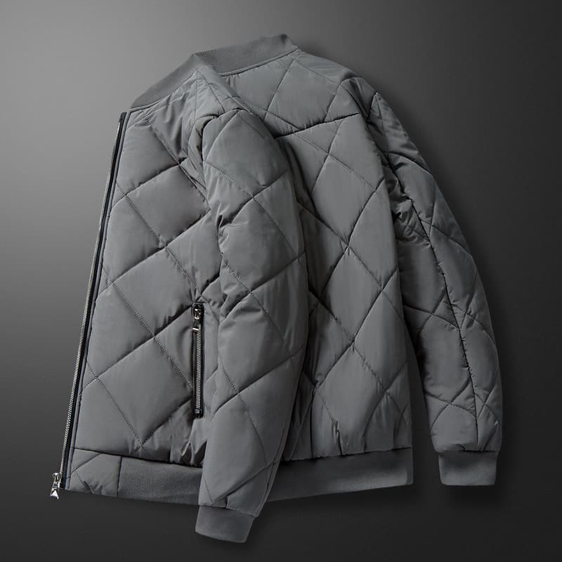Men's Thickened Quilted Cotton Jacket Autumn Winter Fashion Brand Fleece Lined Baseball Collar Coat Warm Stylish Polyester Fiber