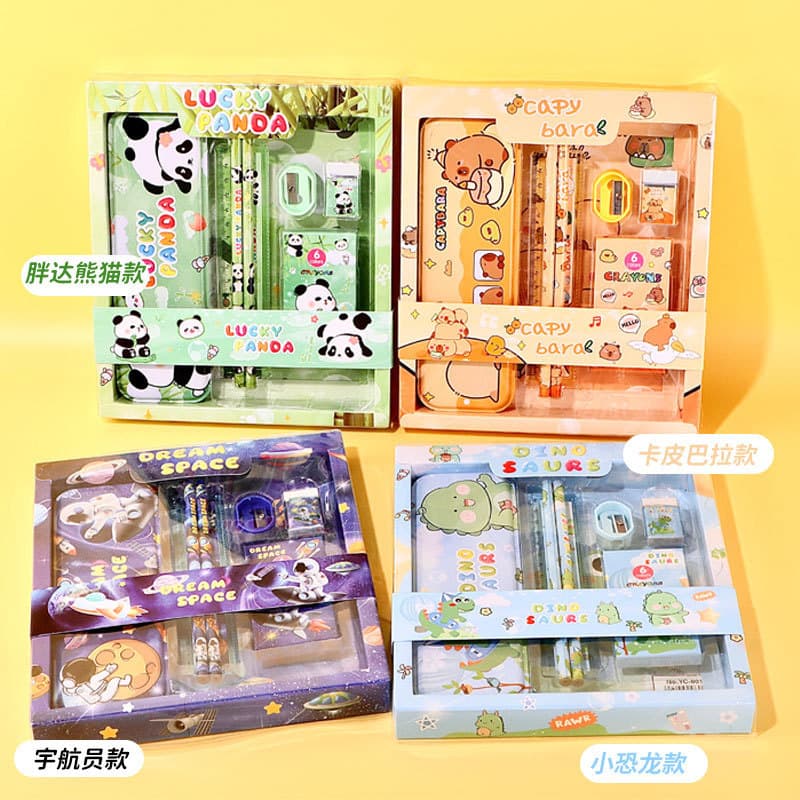 Stationery New Cartoon Stationery Set Gift Box, Souvenir Gift for Students, Back-to-School Reward Gift, Promotional Item