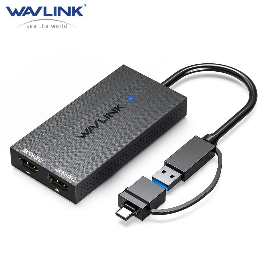 4K High-Definition Video Expansion Graphics Card USB-C to Dual HDMI 4K Display Adapter Screen Mirroring Extender Monitor