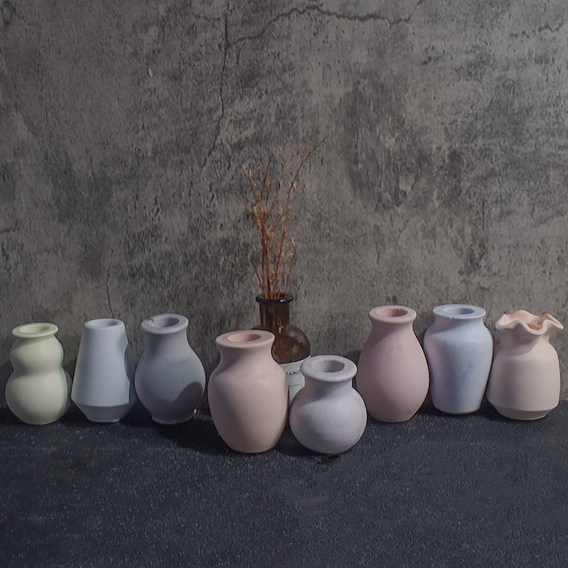Mini Vase Candle Holder Mold Plaster Flower Arranger Vintage Round Gourd Small Vase Candle Base Silicone Mold