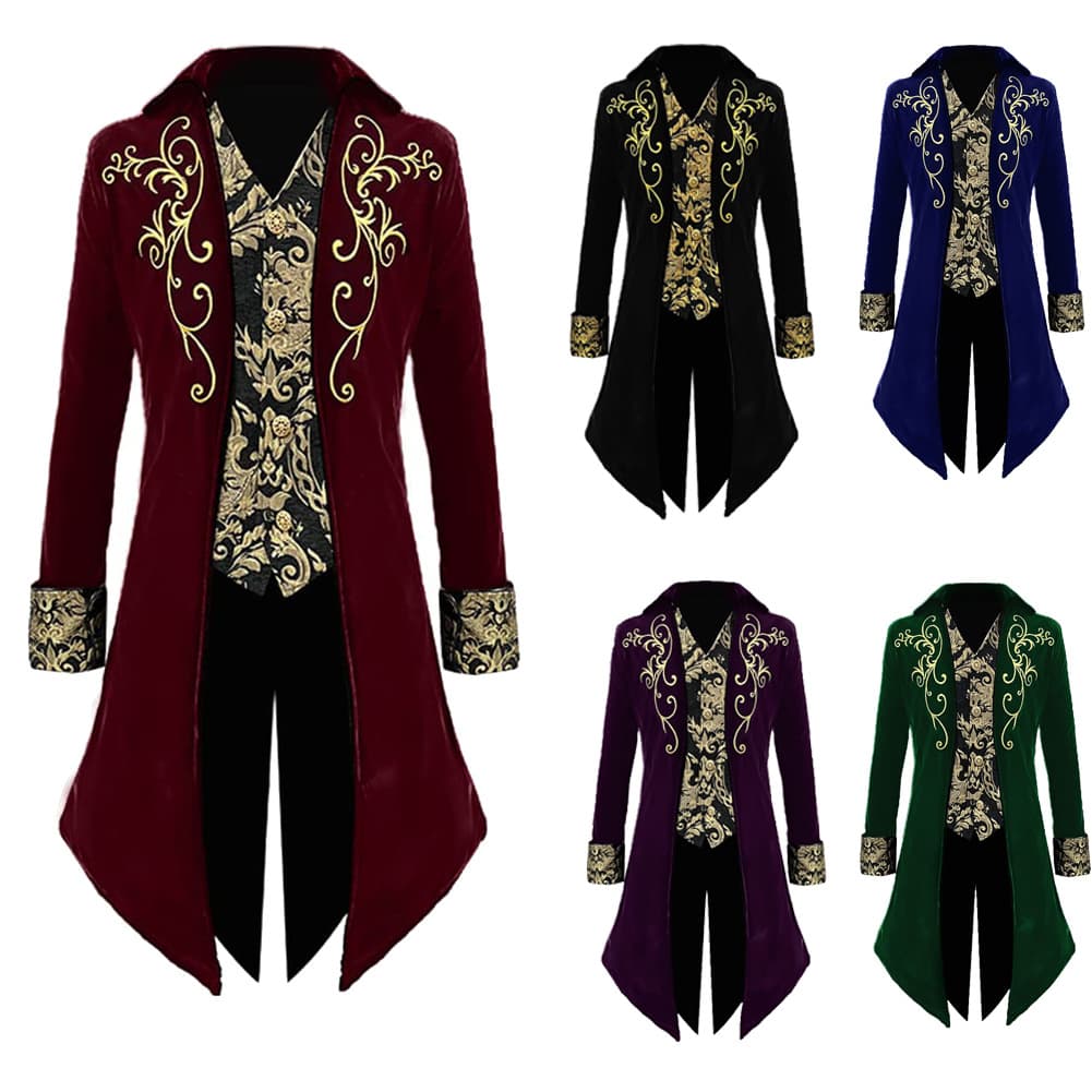 2023 Amazon New Medieval Men's Steampunk Tailcoat Jacket Gothic Court Evening Dress
