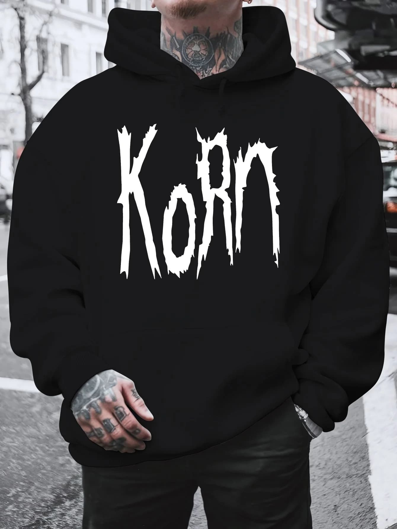 Men's Cohen Hoodie Casual Fashion Long Sleeve "Cohen" Printed Hoodie Autumn and Winter Casual Hoodie Black Gray