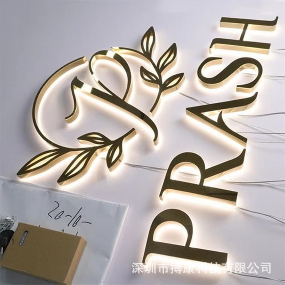 Cross-border factory LED billboard customized outdoor logo stainless steel luminous character door sign logo backlit character